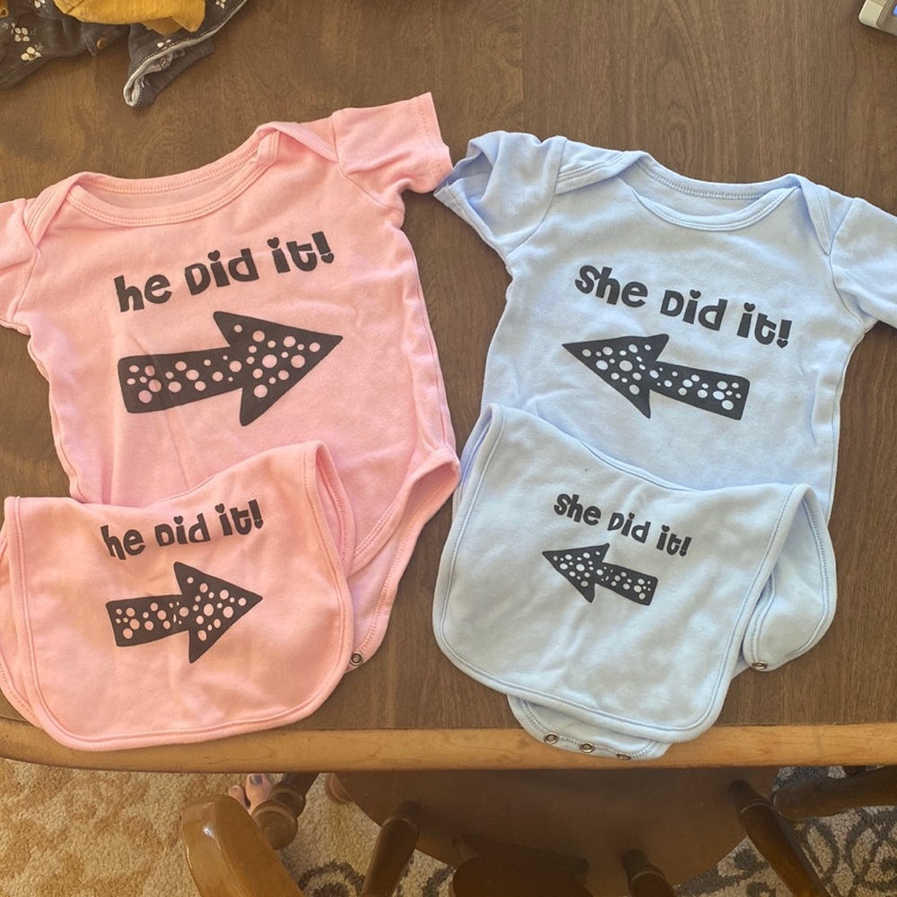 Boy girl twin matching bodysuit and bib